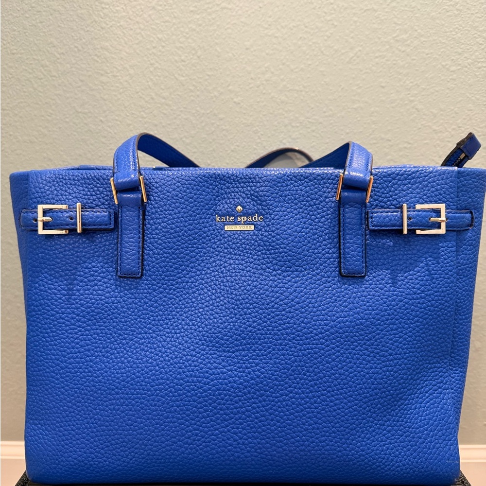 Kate Spade blue pebbled large leather tote - Picture 2 of 13